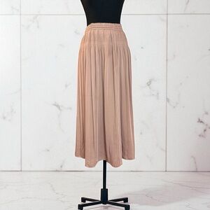 [WOMEN] UNIQLO Midi Skirt S Light Caramel Brown | Flowy Neutral Polyester